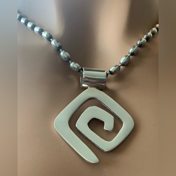 Silpada TAG TEAM - STERLING RARE HTF Spiral Pendant & Bubble Link Chain Necklace - Picture 3 of 10